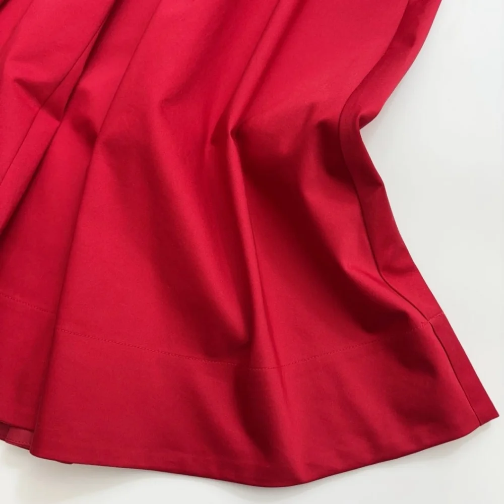 Helsa Stretch Cotton Sateen Midi Dress in Red - Picture 9 of 12